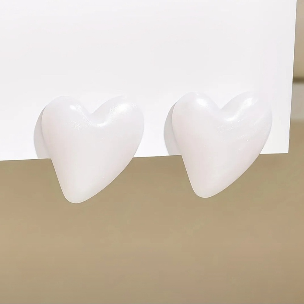White Heart Earrings